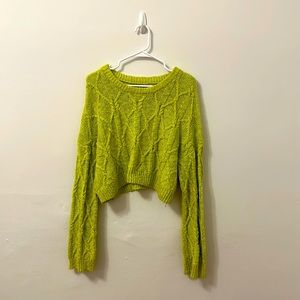 Lime Green Cropped Sweater: Urban Outfitters